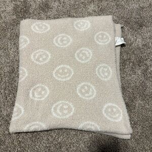 Beige Smiley Face Fuzzy baby blanket